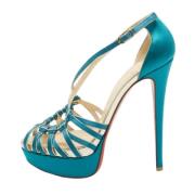 Christian Louboutin Pre-owned Pre-owned Satin sandaler Blue, Dam