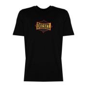 Diesel Elegant Rund Hals Tryckt T-shirt Black, Herr