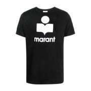 Isabel Marant Svart Linne Logo Crew Neck T-shirt Black, Herr