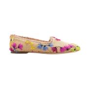 Attilio Giusti Raffia Blomma Broderade Tofflor Multicolor, Dam