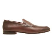 Santoni Handgjorda läderloafers i cognacbrun Brown, Herr