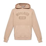 Woolrich Hoodie med logotyp Beige, Herr