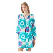 Antik Batik Fluid print blus Suny Blue, Dam