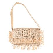 Antik Batik Flätad raffia baguette väska Rosanna Beige, Dam