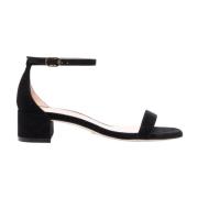 Stuart Weitzman Svarta mocka högklackade sandaler Black, Dam