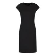 Giorgio Armani Svart Ull Stretch Klänning Black, Dam