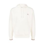 Fred Perry Gul Bomullssweatshirt med Broderad Logotyp White, Herr