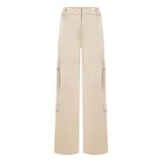 Cambio Wide Trousers Beige, Dam