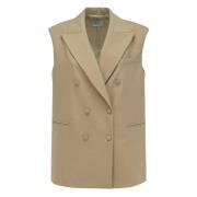 MVP wardrobe Oversize Ullväst med Peak Revers Beige, Dam