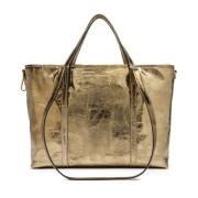 Gianni Chiarini Guld Laminerad Superlight Läder Shopper Yellow, Dam