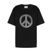 Moschino Kortärmad Peace Symbol T-shirt Black, Dam