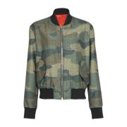 Balmain Kamouflagemönstrad bomberjacka i shantung med monogram Green, ...