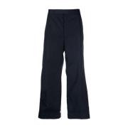 Thom Browne Marinblå Wide Leg Cropped Byxor Blue, Herr