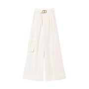 Twinset Wide Leg Linnebyxor White, Dam