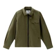 Woolrich Lake Olive Gabardine Overshirt Green, Herr