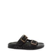 Twinset Svarta Sandaler Ciabatta Black, Dam