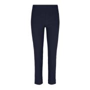 LauRie Slim Navy Elastisk Midja Byxor Blue, Dam