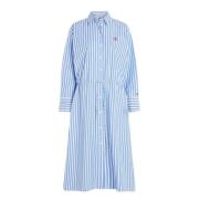 Tommy Hilfiger Randig Midi Skjortklänning Blue, Dam