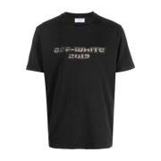 Off White Svarta T-shirts och Polos med Gul och Fuchsia Script Logo Bl...