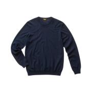 Blauer Round-neck Knitwear Blue, Herr