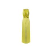 Elisabetta Franchi Gula Palazzo Byxor med Draperad Halsringning Yellow...