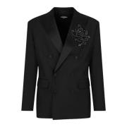 Dsquared2 Svart Smyckad Dubbelknäppt Blazer Black, Herr