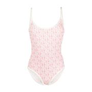 Moncler Rosa havskläder med logotryck Pink, Dam