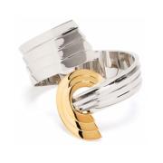 Leda Madera Mässing Silver och Guld Relief Armband Gray, Dam