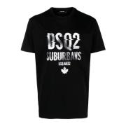 Dsquared2 Svart Kortärmad Tryckt T-shirt Black, Herr