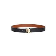 Ralph Lauren Reversibel Dam Bälte med Logoplatta Black, Dam