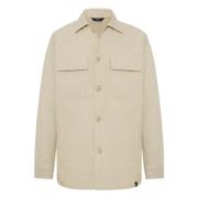 Boggi Milano Bomull och linne Link Skjortjacka Beige, Herr