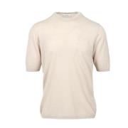 Paolo Pecora Beige Bomull Crew-Neck Half-Ärm Tröja Beige, Herr