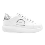 Karl Lagerfeld Vita Läderplatta Skor Silver White, Dam