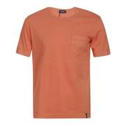 Drumohr Ljusblå Bomull T-shirt med Ficka Orange, Herr