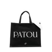 Patou Logo-Print Tote Bag Black, Dam