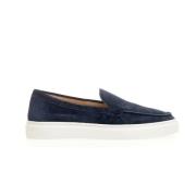 Doucal's Blå Mocka Loafer Vit Gummisula Blue, Dam