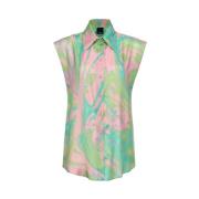 Pinko Multifärgad Splash Print Satin Skjorta Multicolor, Dam