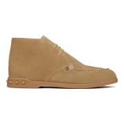 Valentino Garavani Beige Suede Rockstud Ankelboots Beige, Herr