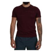 Dolce & Gabbana Maroon Tryckt Kortärmad Herr T-shirt Red, Herr