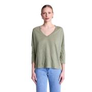 Berenice Linne V-ringad T-shirt Green, Dam