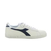 Diadora Blå Låg Topp Vaxade Sneakers White, Herr