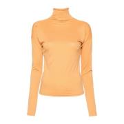 Lemaire Hög Hals Second Skin T-shirt Orange, Dam