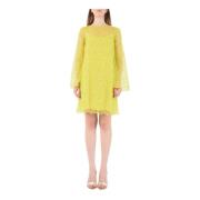 Max Mara Studio Broderad Organza Miniklänning Rak Silhuett Yellow, Dam