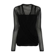 Givenchy Draperad blus i jersey Black, Dam