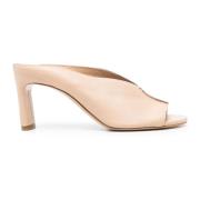 DEL Carlo Beige lädermules Peep Toe Beige, Dam