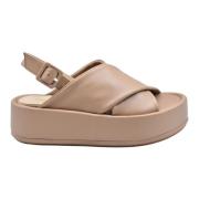 Paloma Barceló Brun läder ankelrem platta sandaler Brown, Dam