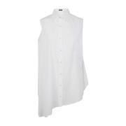 Ann Demeulemeester Asymmetrisk Oversized Vit Bomullsskjorta White, Dam