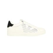 Emporio Armani Läder Sneakers & Sports Off White+Black Beige, Herr