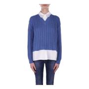 Semicouture V-neck Knitwear Blue, Dam