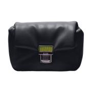 Msgm Svart Veganläder Crossbody Väska Black, Dam